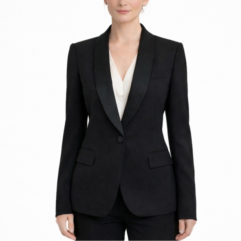 Gucci Black Wool Silk Blazer IT 40 US 10 Shawl Collar Tailored Designer Jacket
